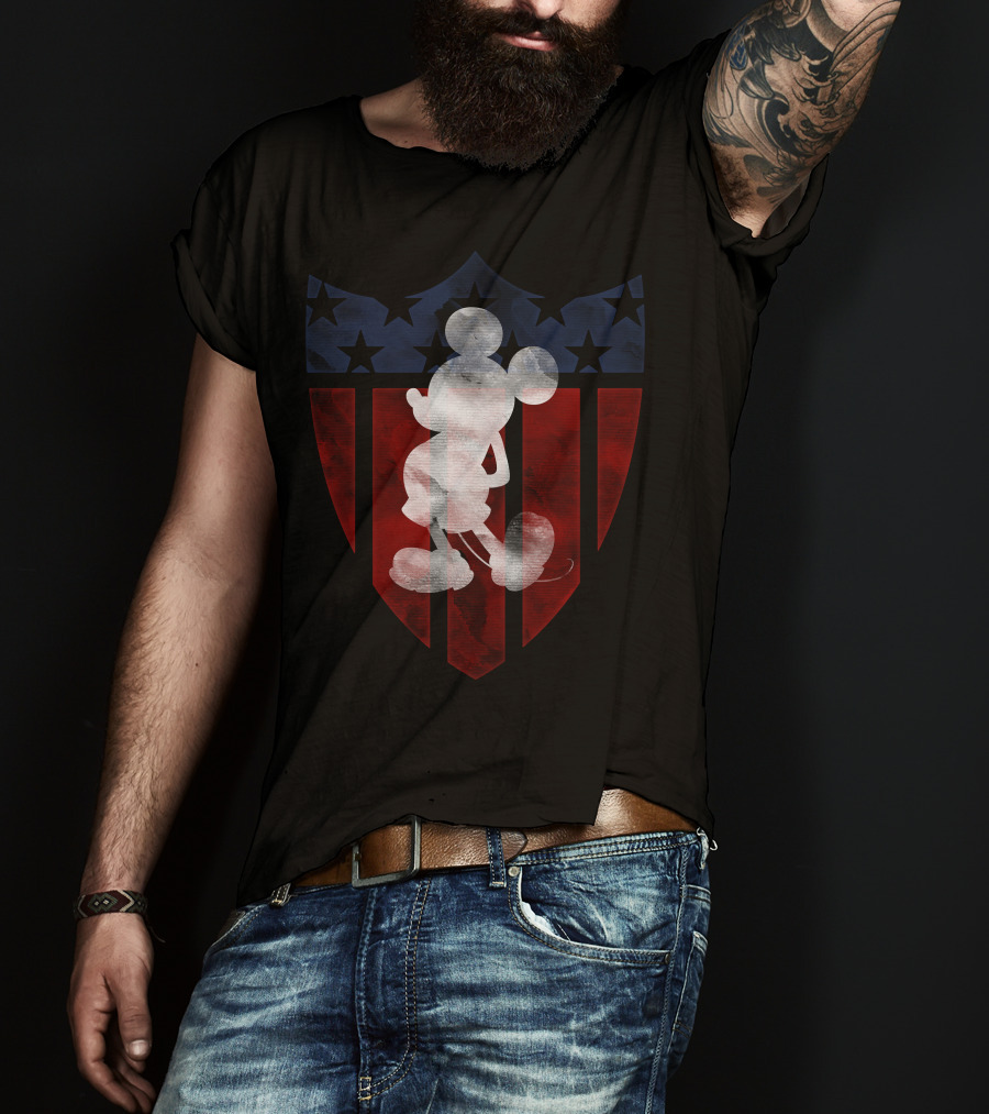 Vintage Disney Mickey Mouse Americana Shield T-Shirt