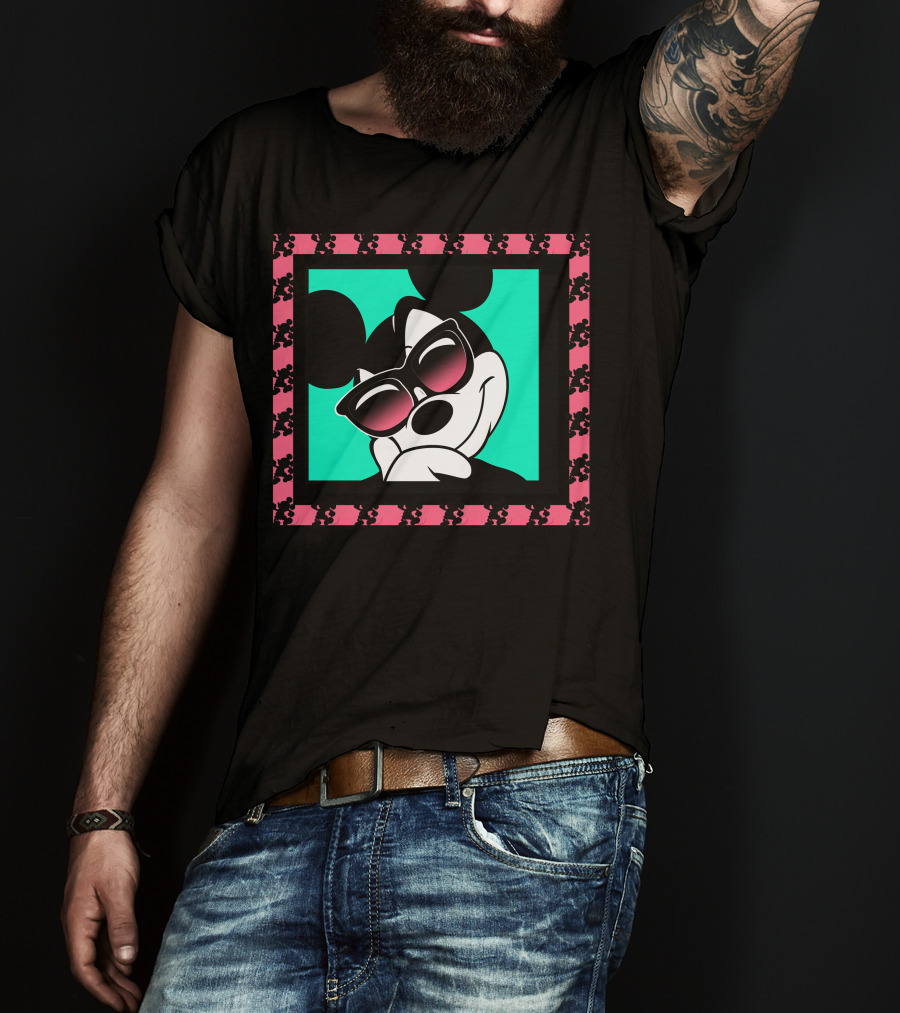 Mickey Mouse Cool Shades Neon Border T-Shirt