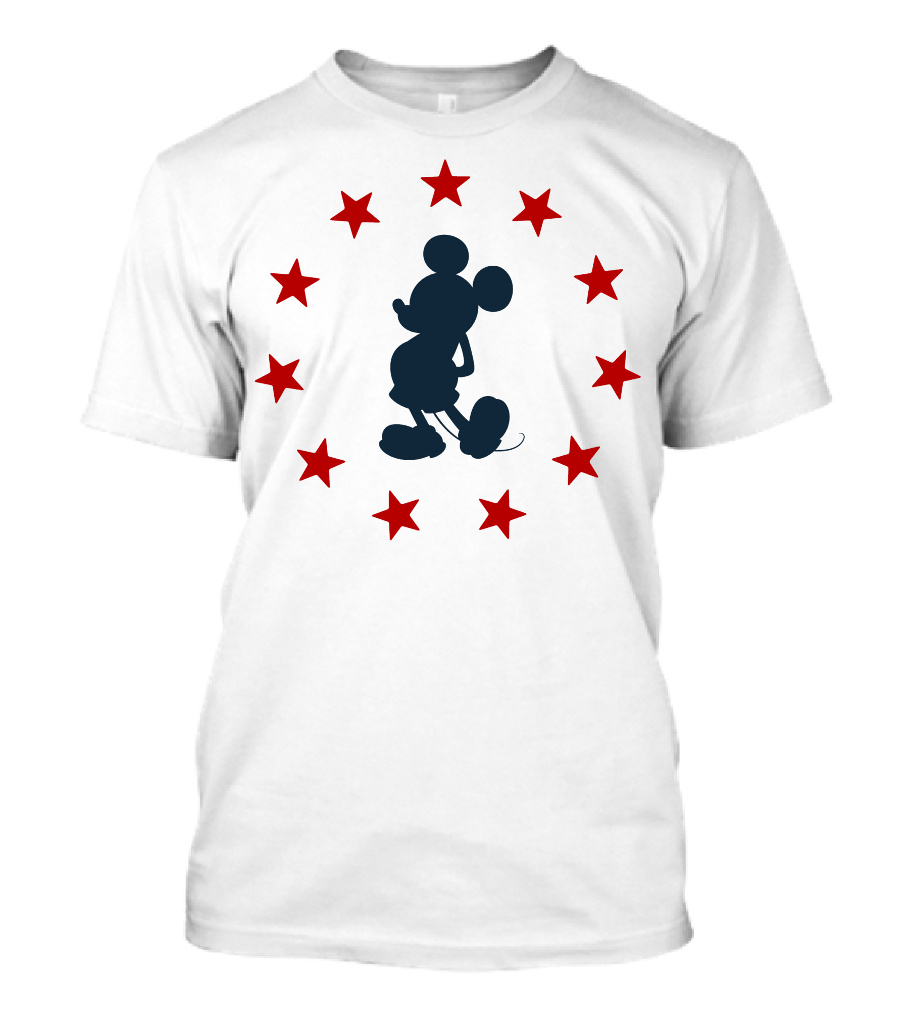 Disney Mickey Mouse Silhouette With Patriotic Red Stars T-Shirt