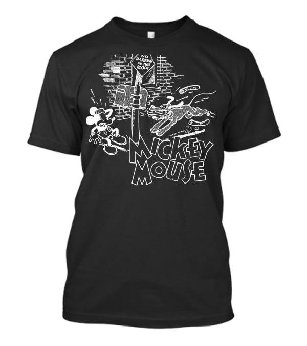 Mickey Mouse Street Comic No Parking Sign T-Shirt