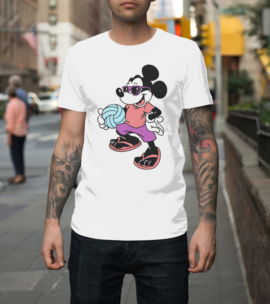 Disney Mickey Mouse Sunglasses Volleyball Playa Vibes T-Shirt