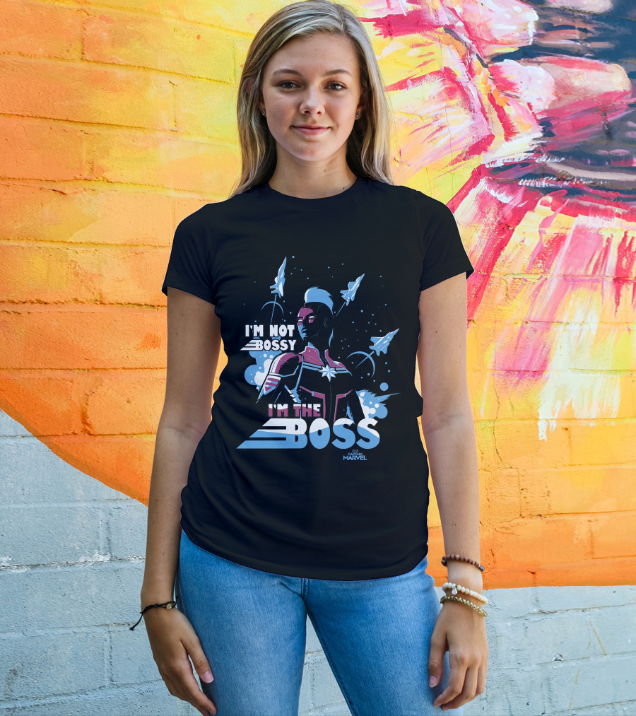 Captain Marvel I'm Not Bossy I'm The Boss Space Blue Red T-Shirt