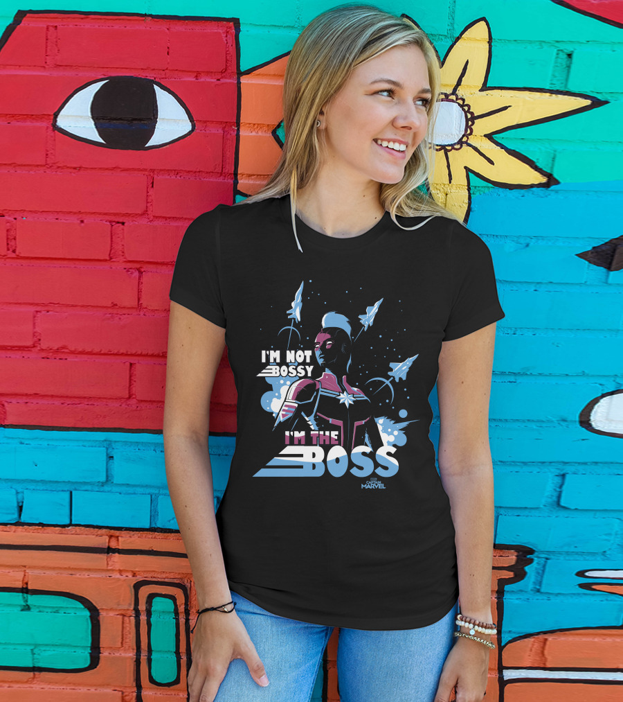 Captain Marvel I'm Not Bossy I'm The Boss Space Blue Red T-Shirt