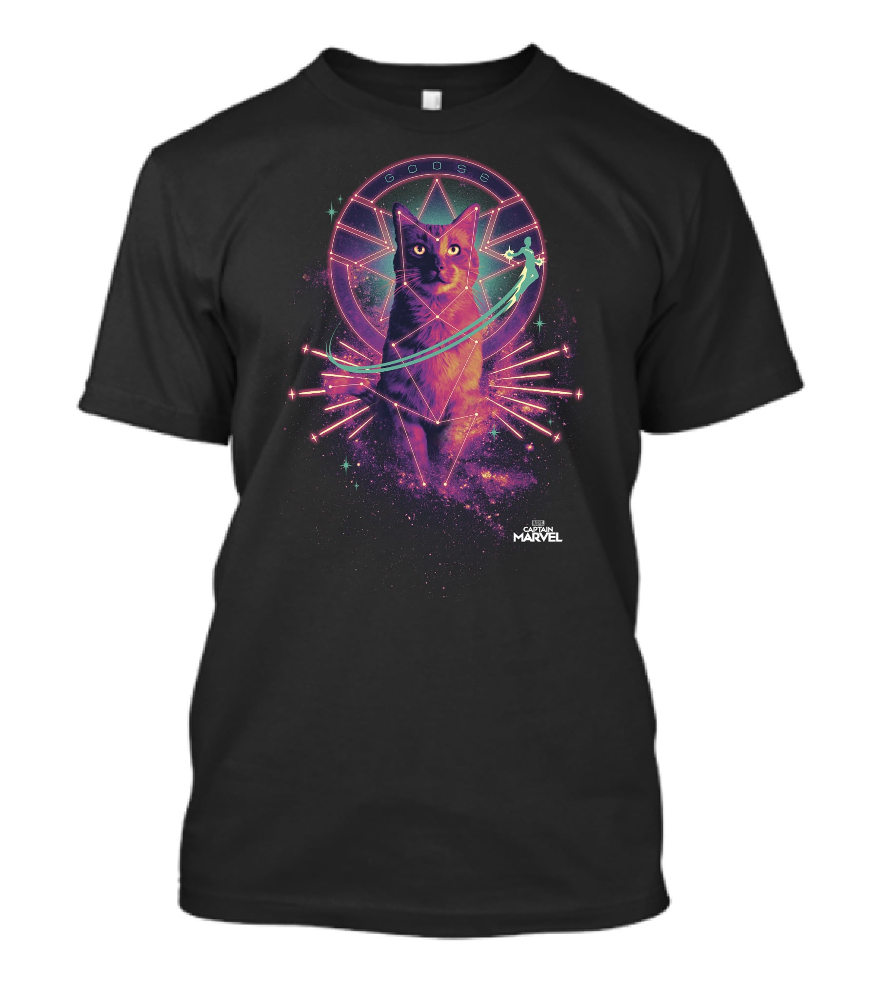 Captain Marvel Goose Cosmic Neon T-Shirt