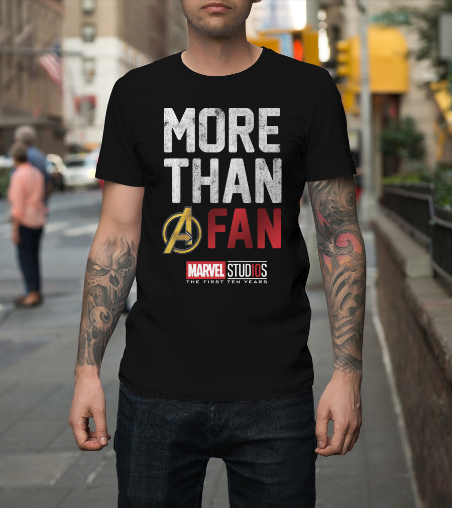 Marvel Studios Avengers More Than a Fan The First Ten Years T-Shirt