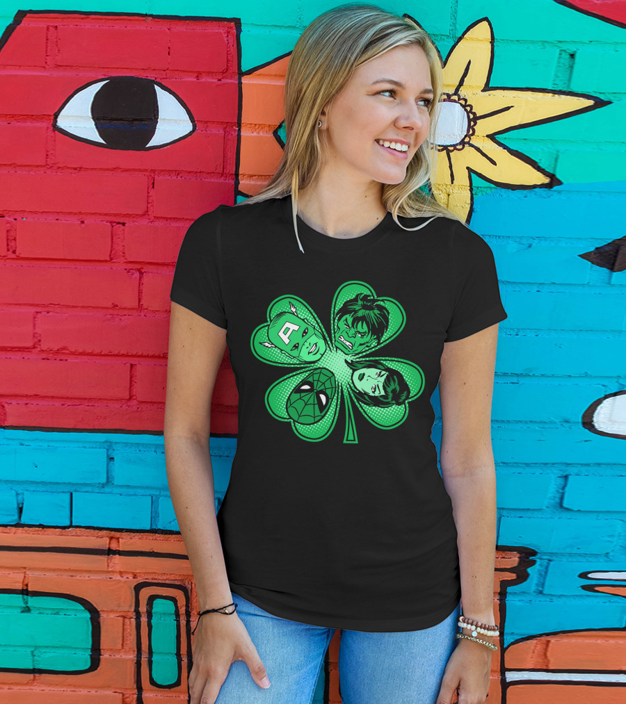 Marvel Avengers Shamrock Captain Spider Hulk Widow T-Shirt