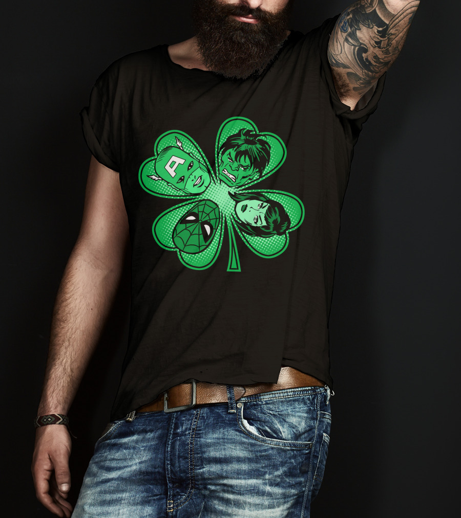 Marvel Avengers Shamrock Captain Spider Hulk Widow T-Shirt