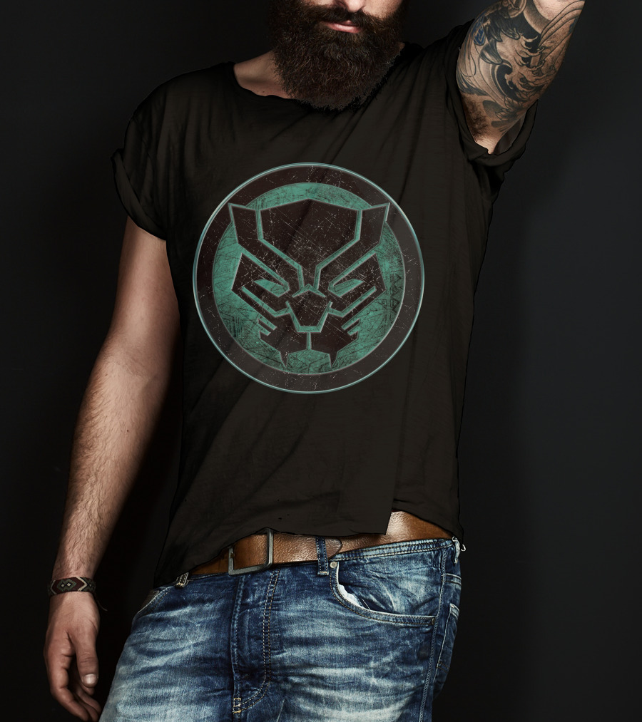 Marvel Black Panther Distressed Green Emblem Circle T-Shirt