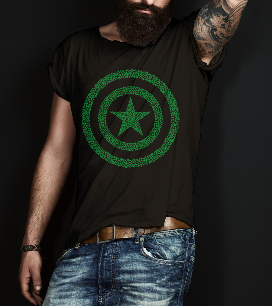 Marvel Captain America Green Shamrock Star Emblem T-Shirt