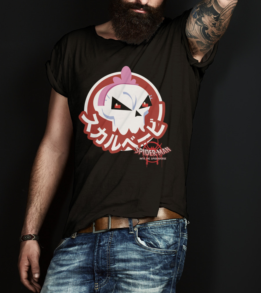 Spider-Man Into The Spider-Verse Skull Sticker Marvel T-Shirt