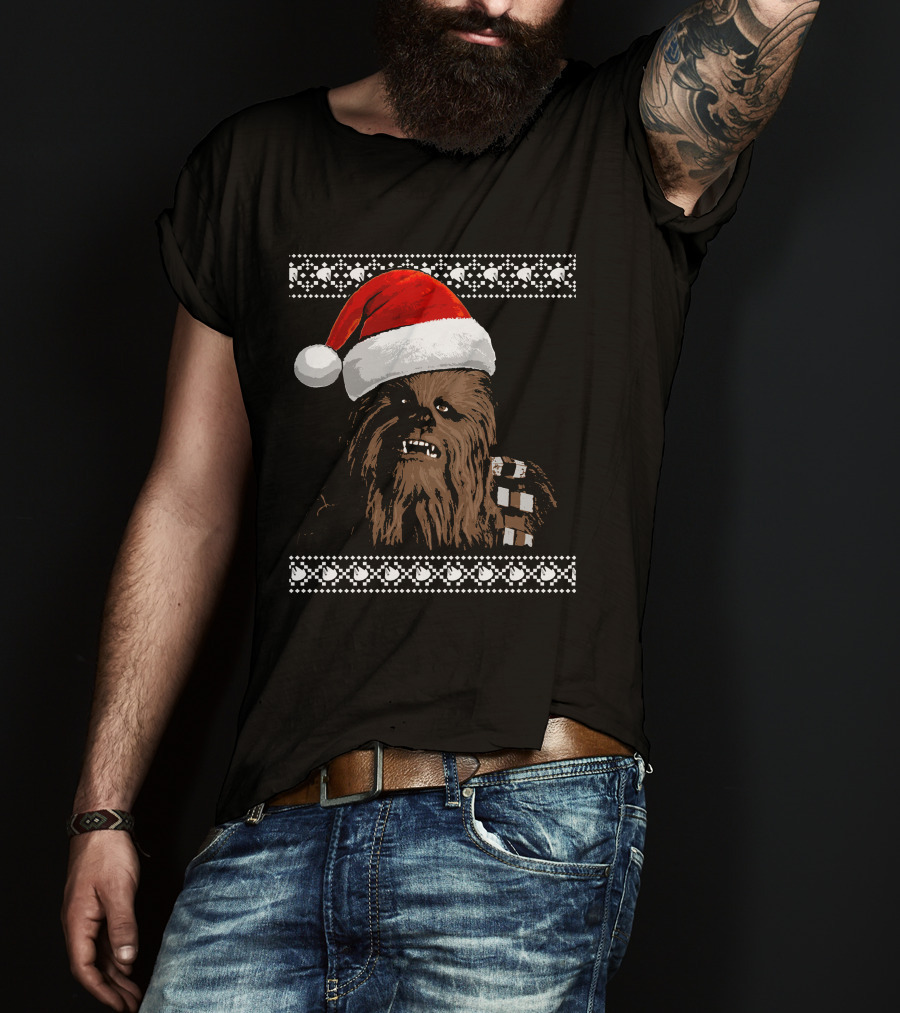Chewbacca In Santa Hat Star Wars Holiday T-Shirt