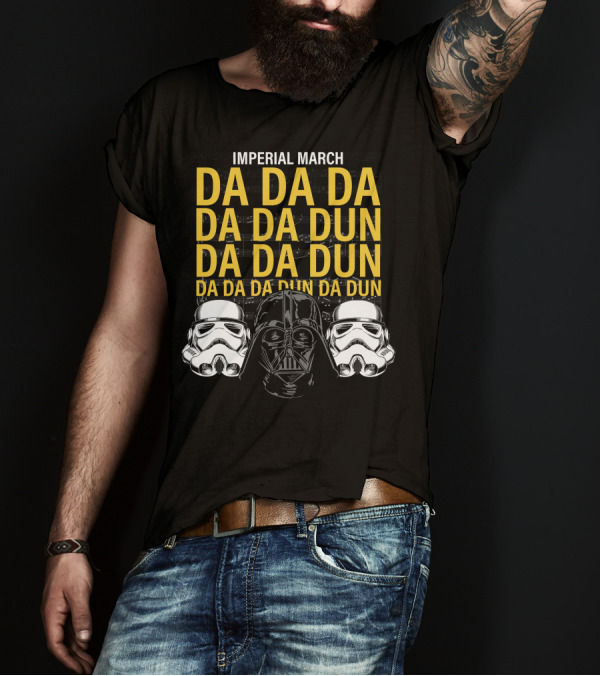 Star Wars Darth Vader Imperial March Da Da Da Stormtrooper Helmets T-Shirt
