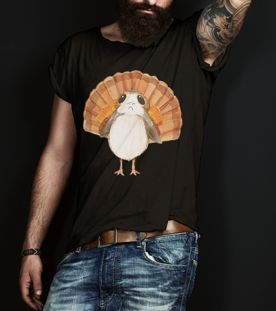 Star Wars Porg Turkey Thanksgiving Feathers T-Shirt
