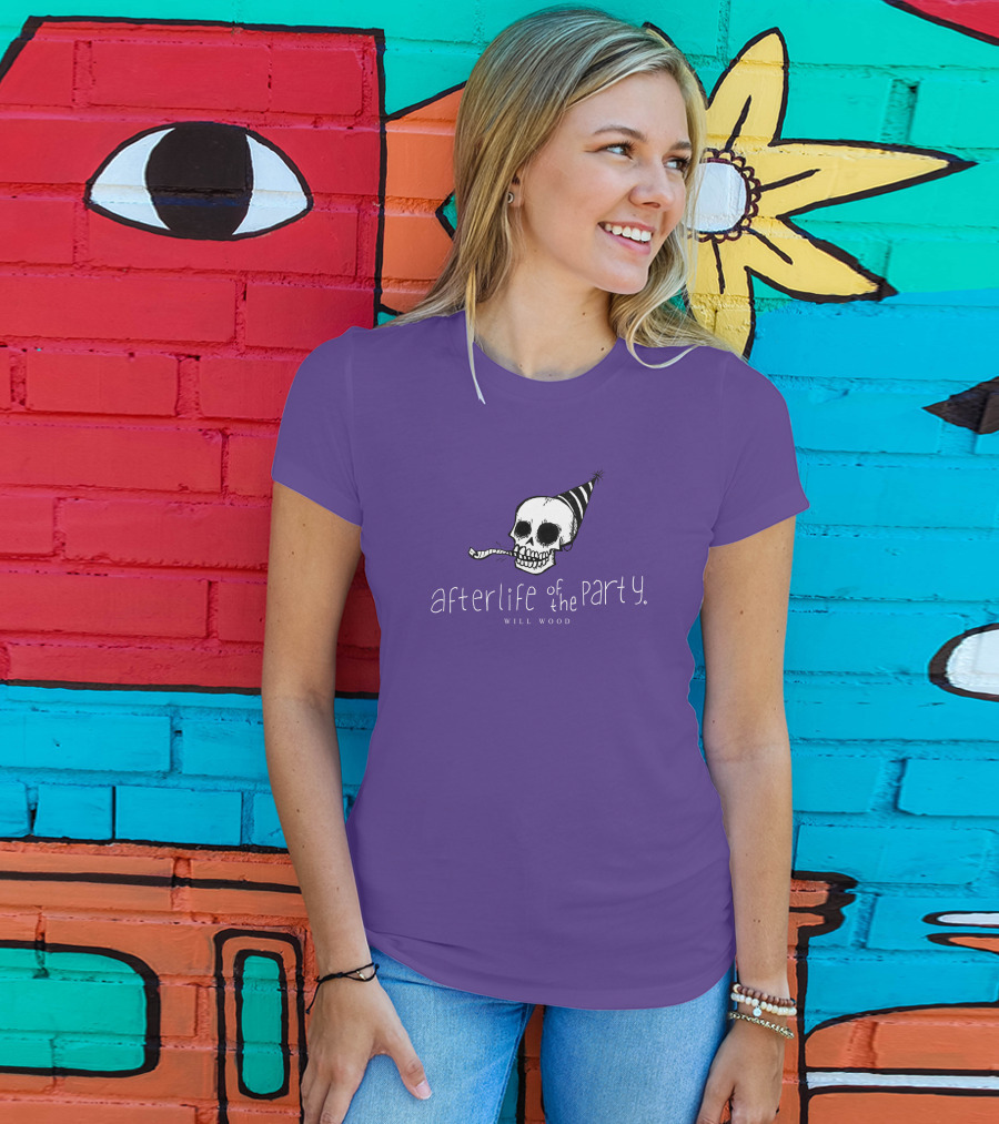 Afterlife Of The Party Skull With Party Hat And Blower T-Shirt