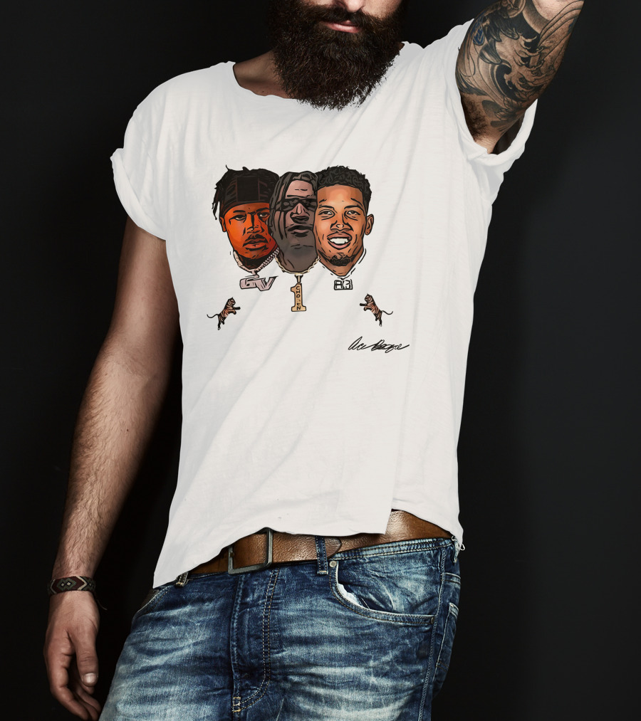Ja'Marr Chase GV Tiger Trio Football T-Shirt
