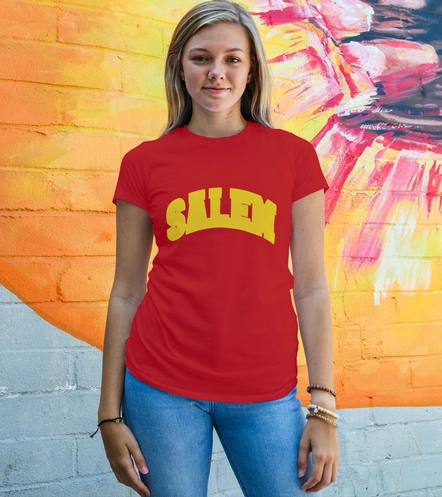 Salem Bold Yellow Arch On Red T-Shirt