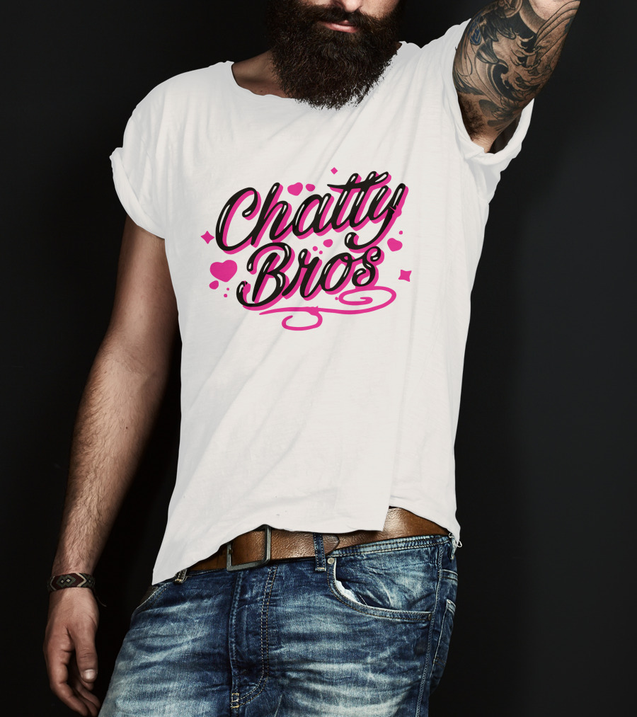 Chatty Bros Merch Heart Stars Motif Airbrush Bros T-Shirt