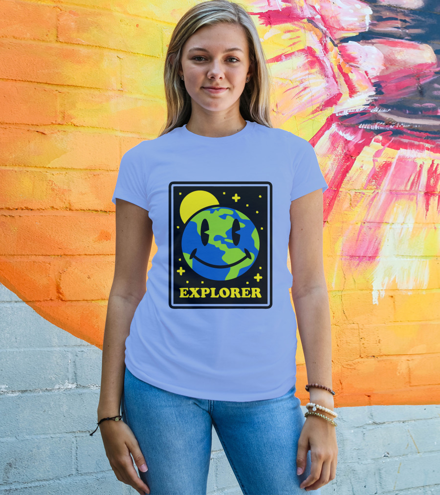 Socksfor1 Merch Explorer Earth Smiley T-Shirt