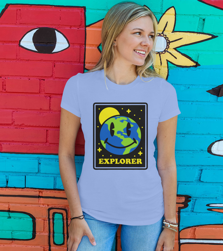 Socksfor1 Merch Explorer Earth Smiley T-Shirt