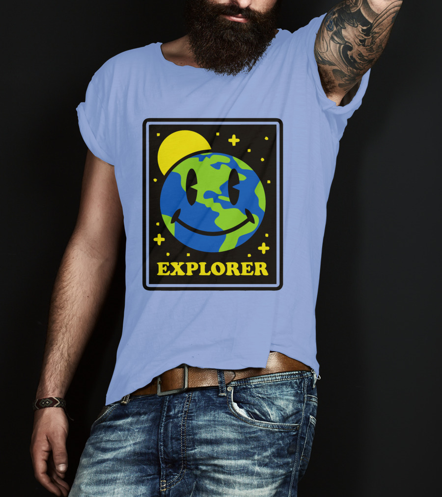 Socksfor1 Merch Explorer Earth Smiley T-Shirt
