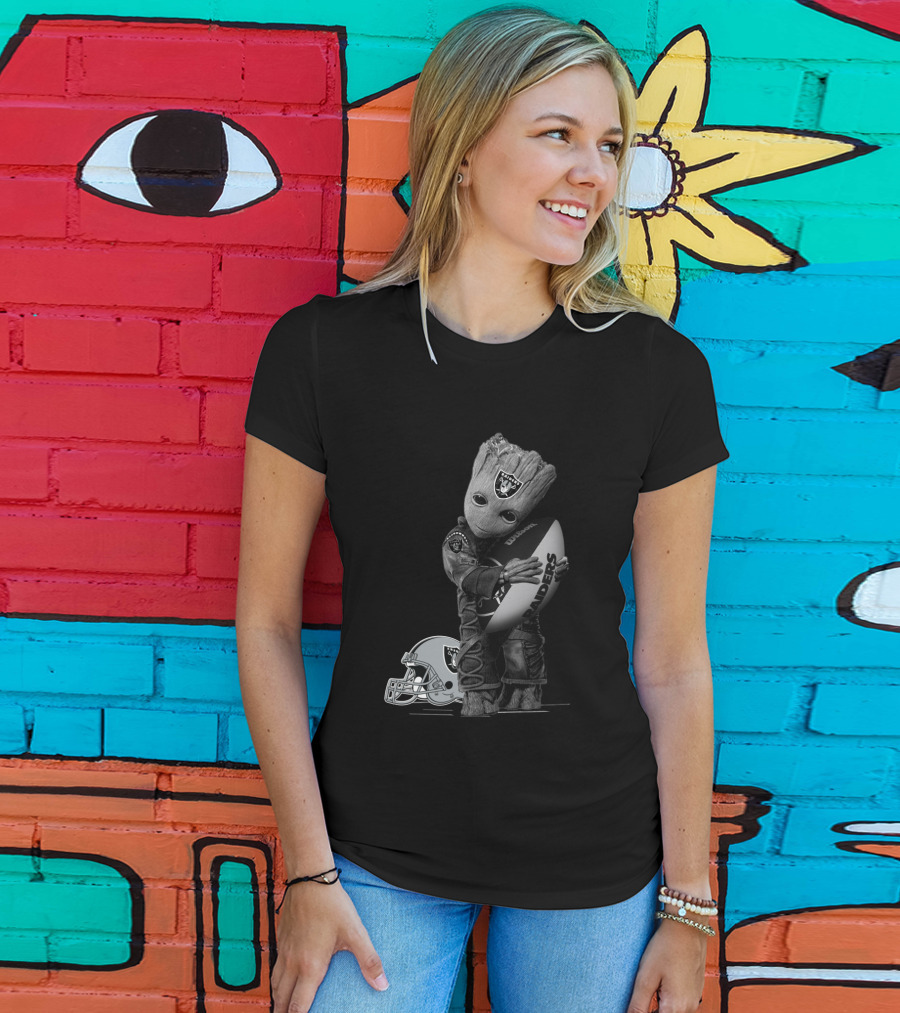 Groot Raiders Football Crossover Helmet And Ball T-Shirt