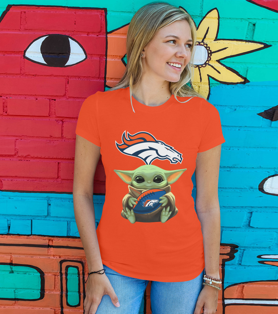 Denver Broncos Baby Yoda Football Fan T-Shirt
