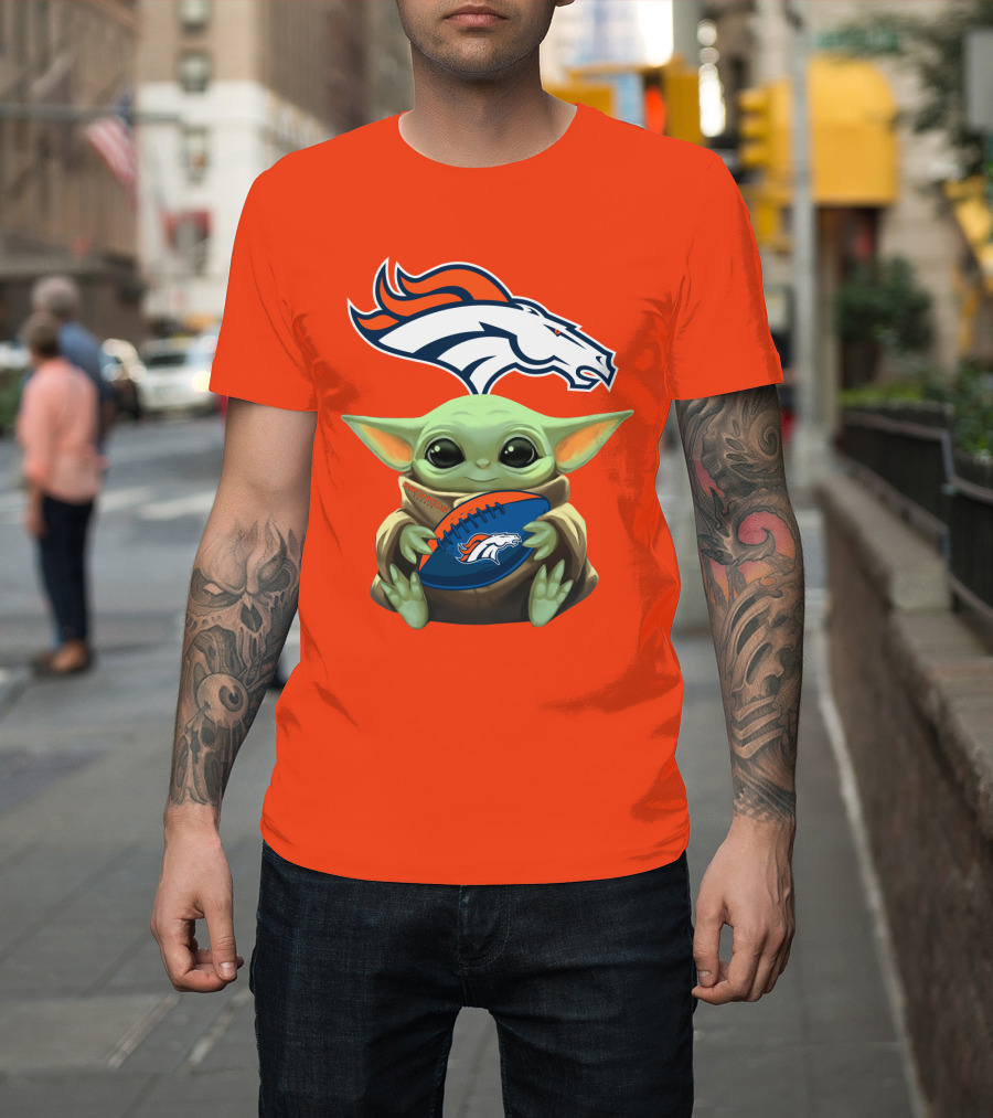 Denver Broncos Baby Yoda Football Fan T-Shirt