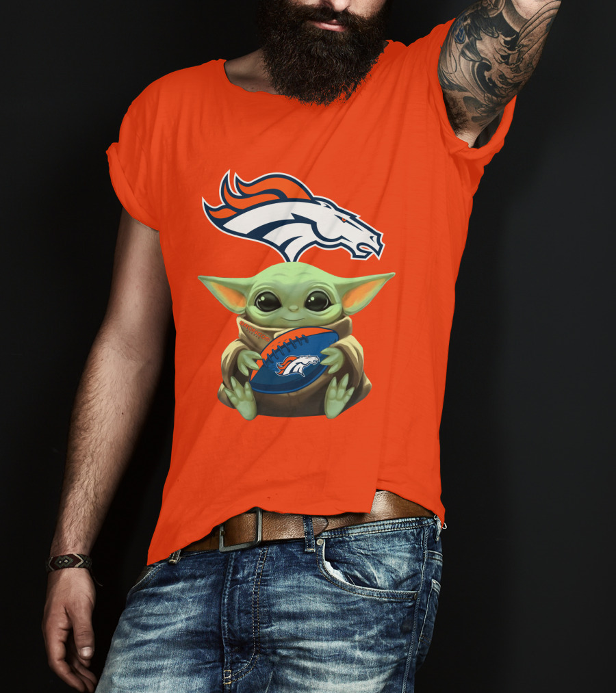 Denver Broncos Baby Yoda Football Fan T-Shirt