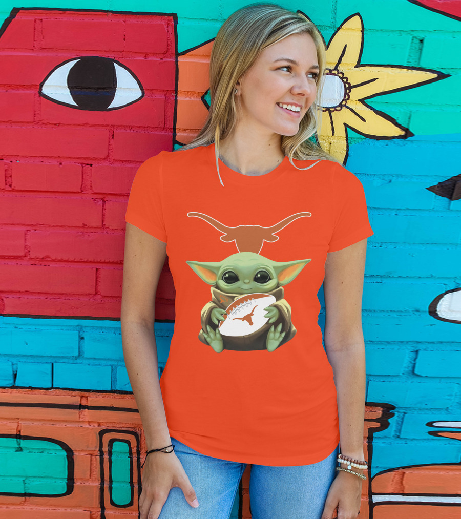Baby Yoda Texas Longhorns Football T-Shirt