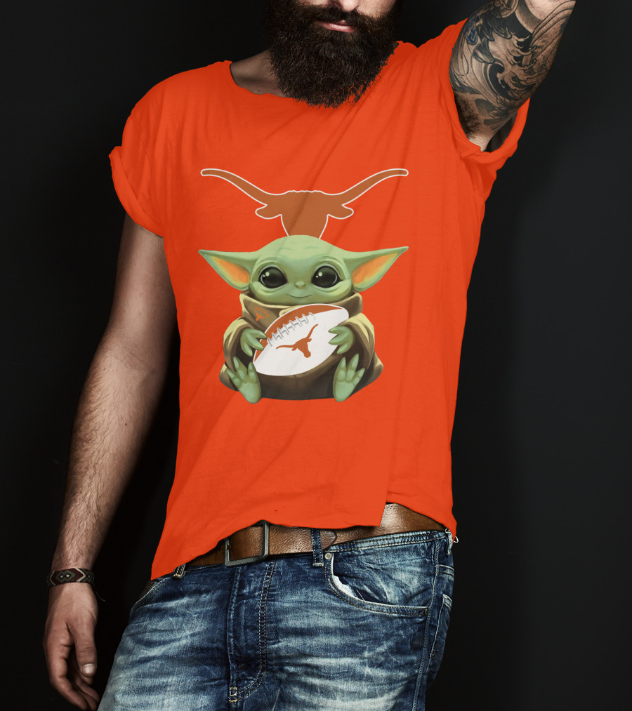 Baby Yoda Texas Longhorns Football T-Shirt