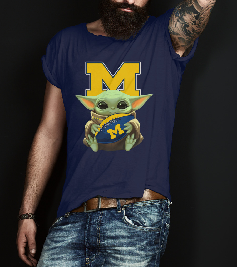 Michigan Baby Yoda Football M T-Shirt
