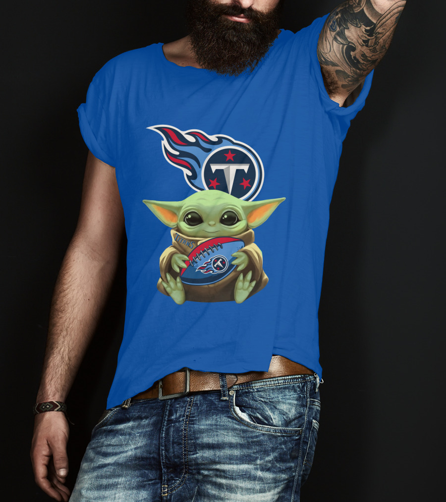 Tennessee Titans Baby Yoda Football T-Shirt
