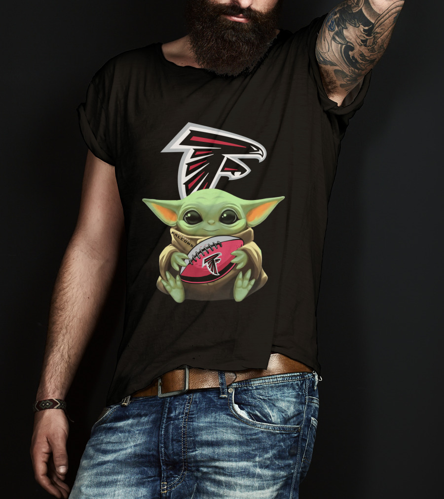 Atlanta Falcons Baby Yoda Football T-Shirt