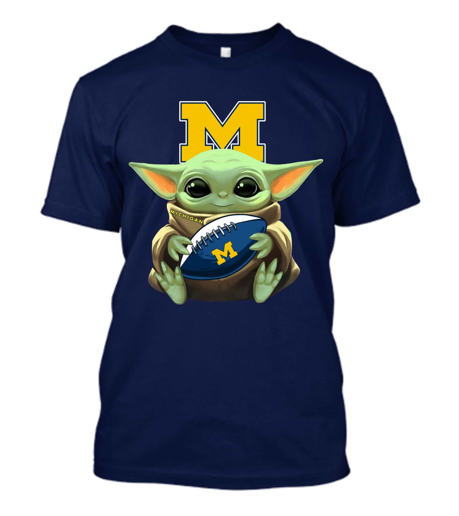 Michigan Baby Yoda Holding Football T-Shirt