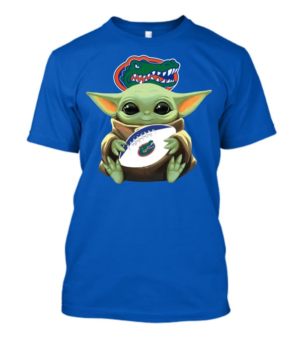 Baby Yoda Holding Football With Gators Logo T-Shirt