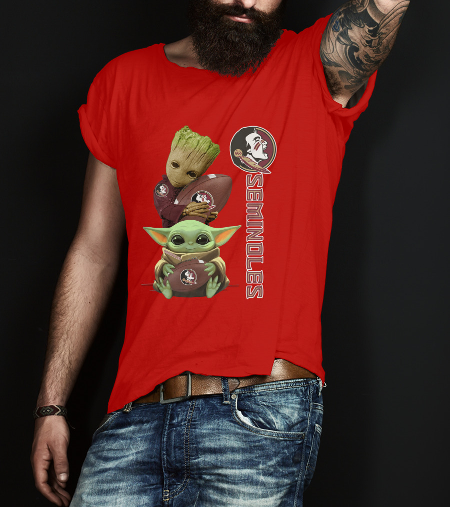 Seminoles Baby Groot And Baby Yoda Football Collaboration T-Shirt