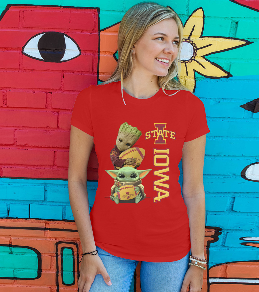 Iowa State Groot And Baby Yoda Football T-Shirt