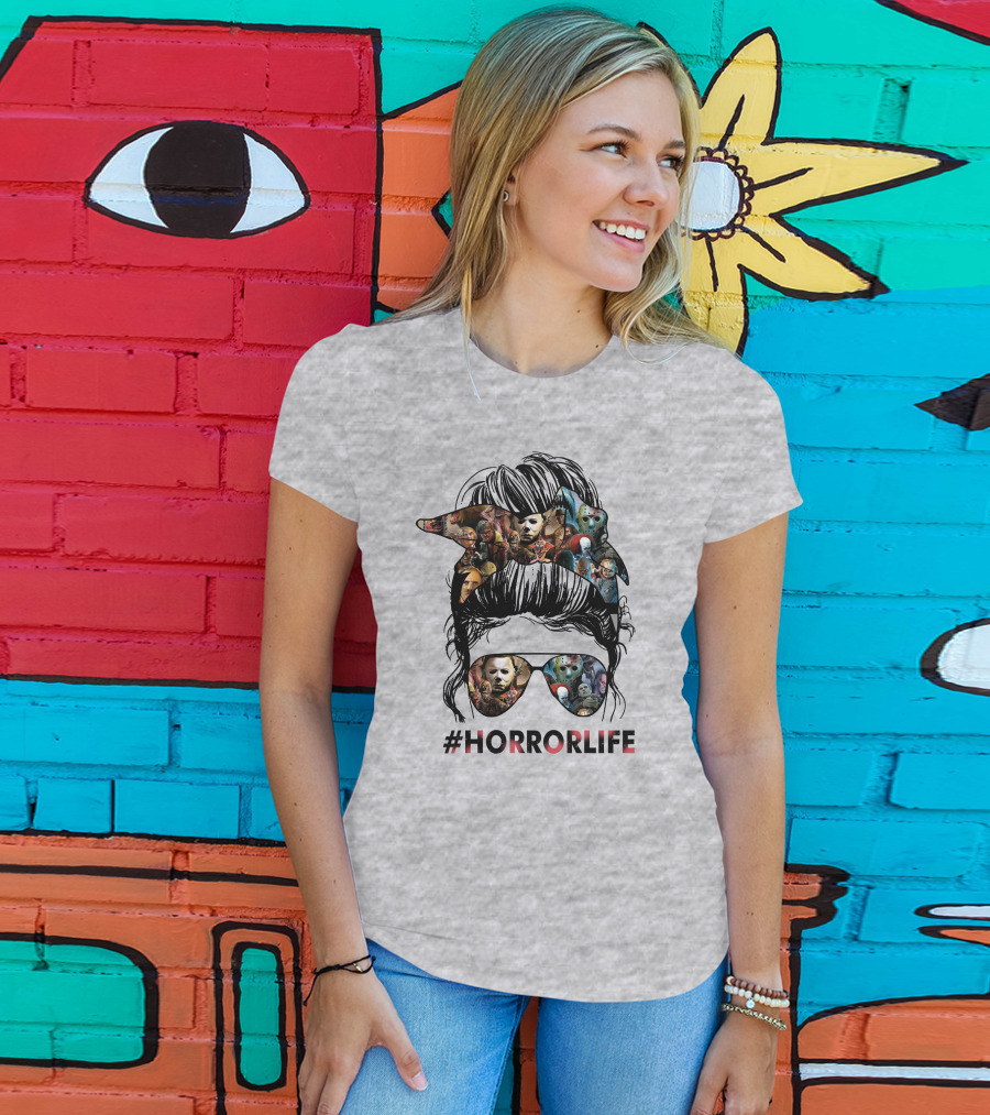 HorrorLife Messy Bun Iconic Horror Characters T-Shirt