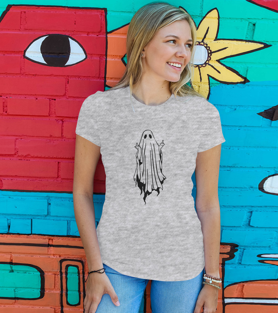 Middle Finger Ghost Gesture T-Shirt