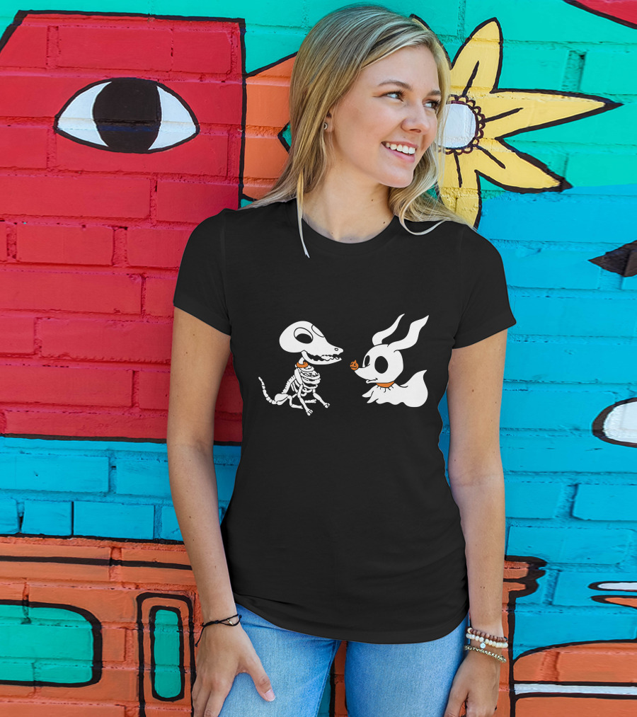 Zero The Ghost Dog And Dino Skeleton Pups Halloween T-Shirt