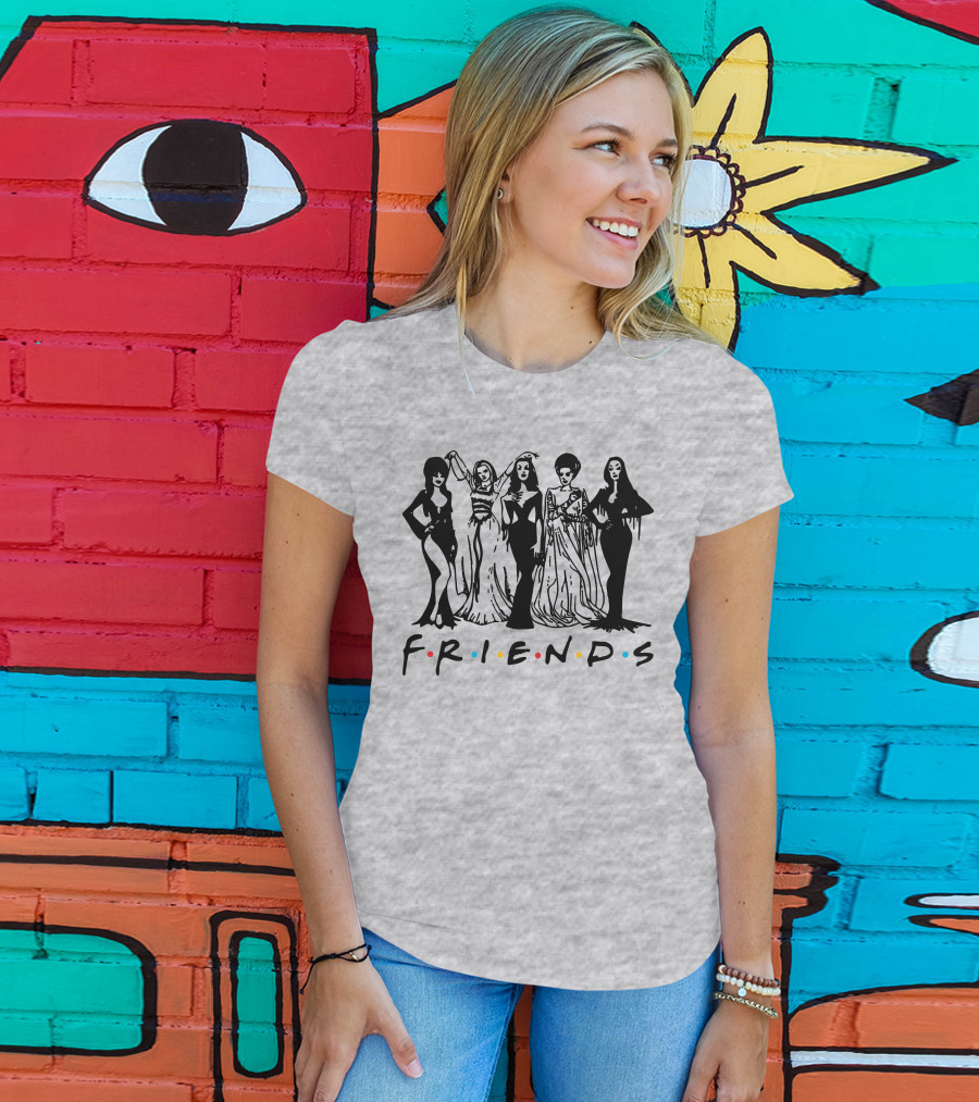 Horror Friends Squad Gothic Icons In Classic TV Show T-Shirt