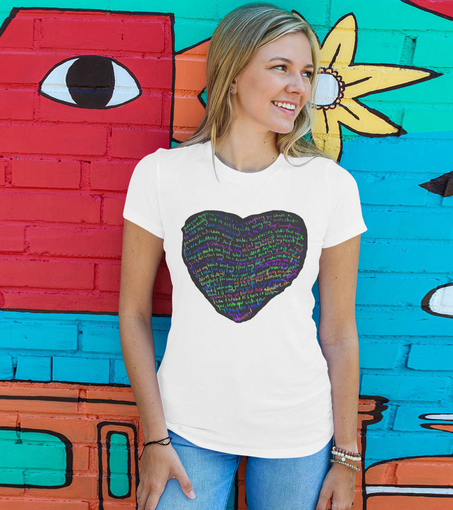 C.P White Heart Shaped T-Shirt