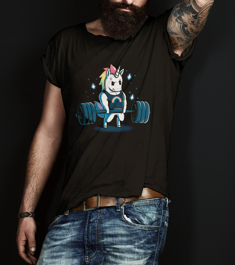 Weightlifting Rainbow Unicorn Gym T-Shirt