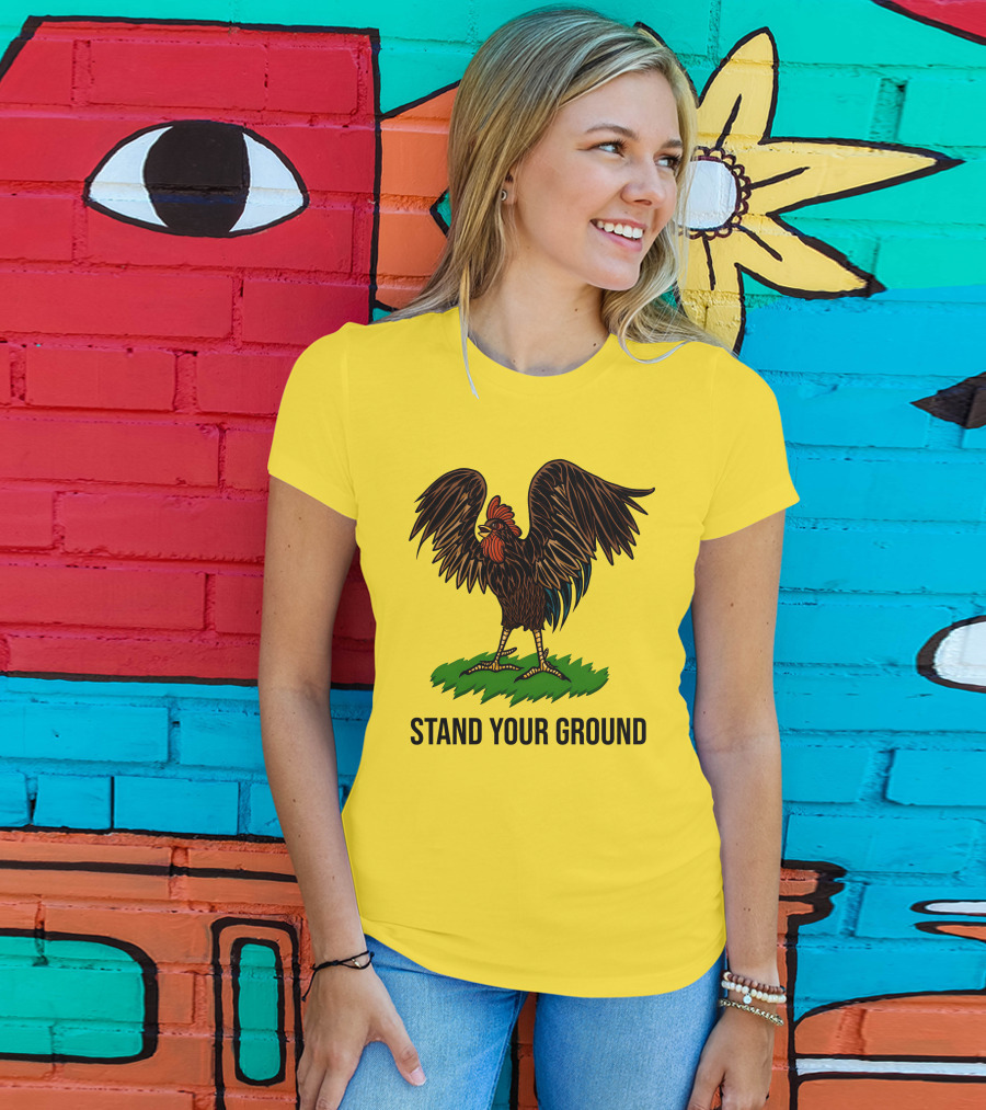 Stand Your Ground Rooster On Grass T-Shirt