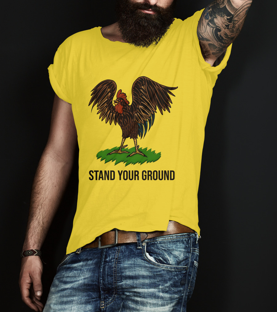 Stand Your Ground Rooster On Grass T-Shirt