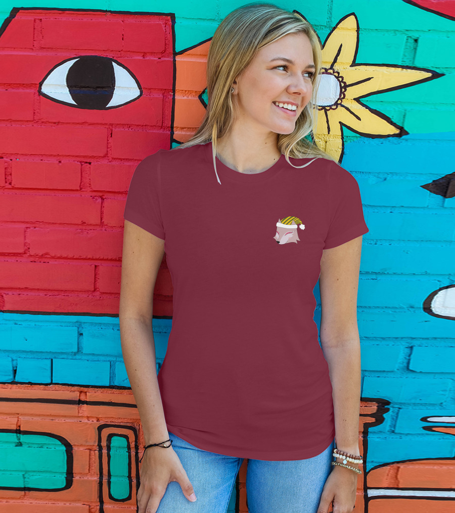 Paula Wolf Noel Festive Fox In Holiday Hat T-Shirt