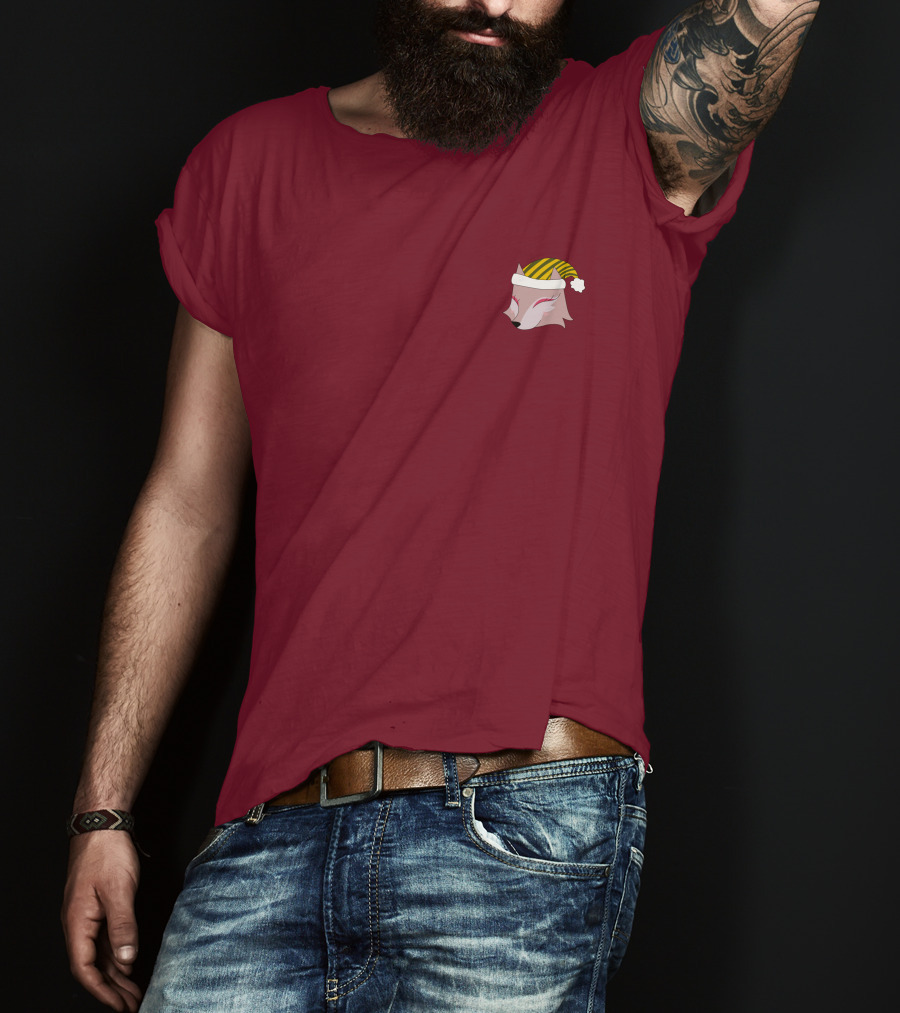 Paula Wolf Noel Festive Fox In Holiday Hat T-Shirt