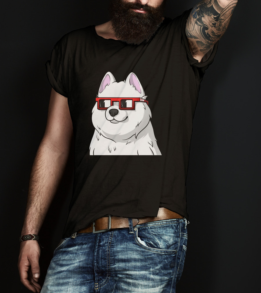 SAMO X Nouns White Dog With Red Glasses T-Shirt