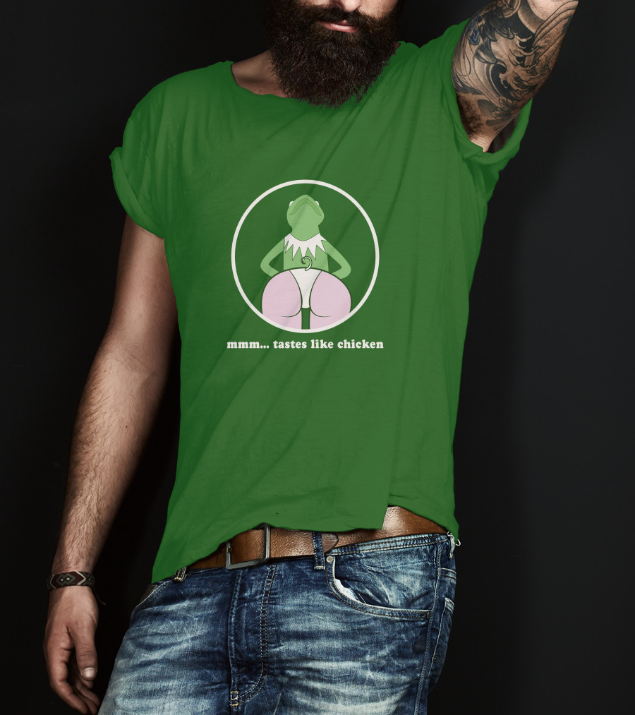 Kermits Frog Mmm Tastes Like Chicken Humorous Green Circle T-Shirt