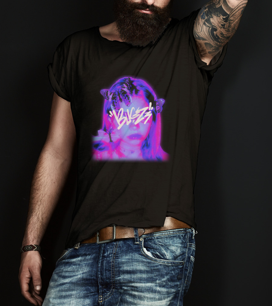 Bugzz Girl Neon Butterfly Aesthetic T-Shirt